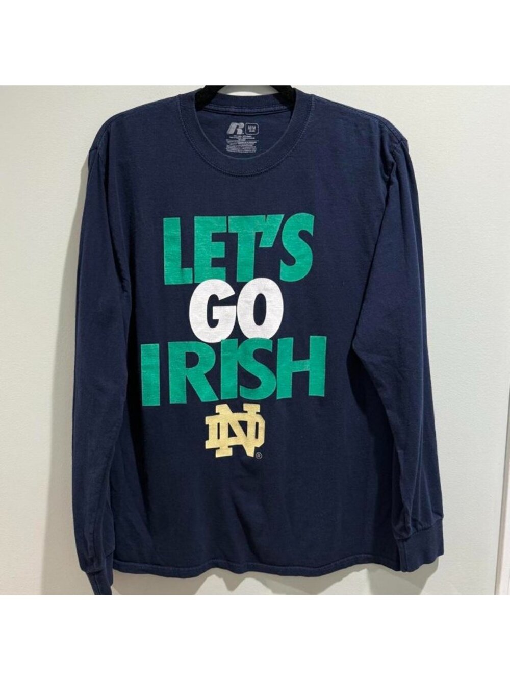 Vintage Men’s Russell Athletic Notre Dame Fighting Irish 100% Cotton Long Sleeve